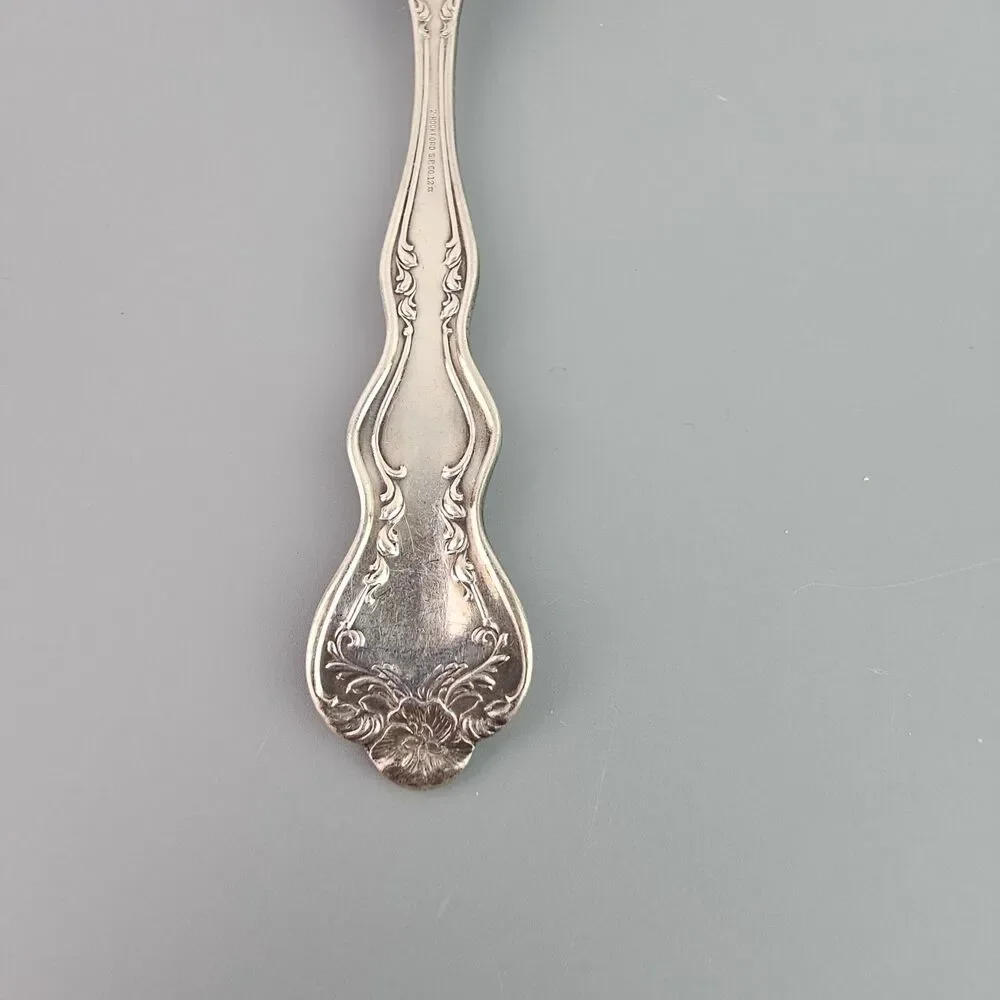 3 Vintage Rockford S.P. Co.12 star Silver Plated Serving Spoons 8 inch Floral